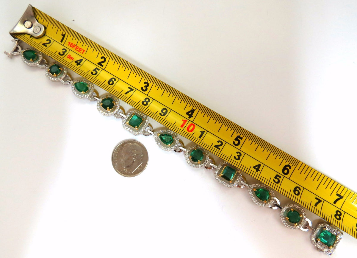 10.62ct natural emeralds diamond halo bracelet 14kt *v