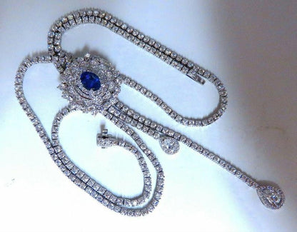 Cluster Bolo Necklace Sapphire Diamonds 18kt Gold GIA Certified 17.30ct 12349 *v
