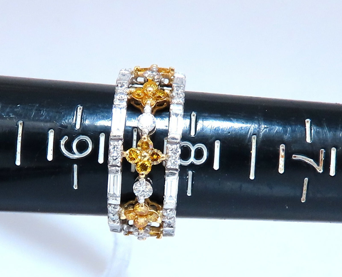 3.25ct Natural Fancy Yellow Baguette & Rounds Platinum Eternity Ring*v
