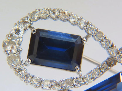 25ct Royal Blue Lab Sapphire & Natural Diamonds Brooch pin Platinum 12237 *v