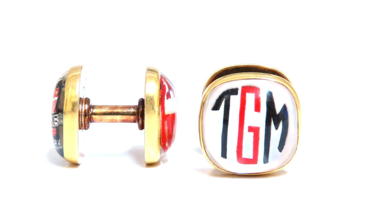 14kt gold TGM Republic steel gold cufflinks *v