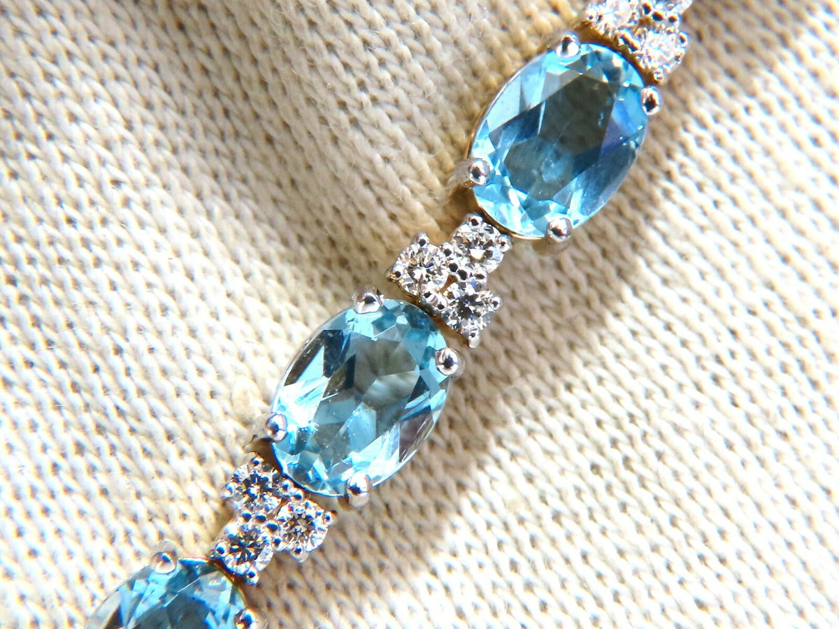 3.34ct natural aquamarine diamonds tennis bracelet 14kt vivid prime aqua blue *v