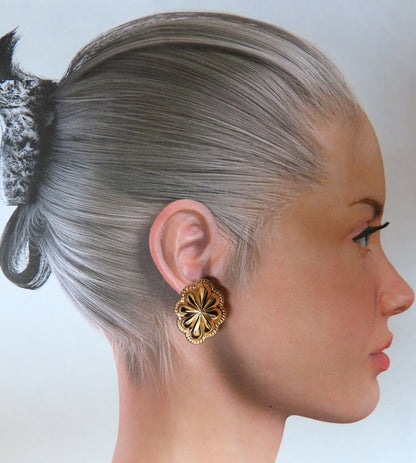 14kt Gold Textured Watermelon Clip Earrings *v