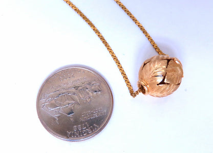 13mm Vintage Floral Gold Bead Necklace 14kt *v