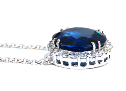 20.09ct Lab Round Blue Sapphire Diamonds pendant 14kt *v