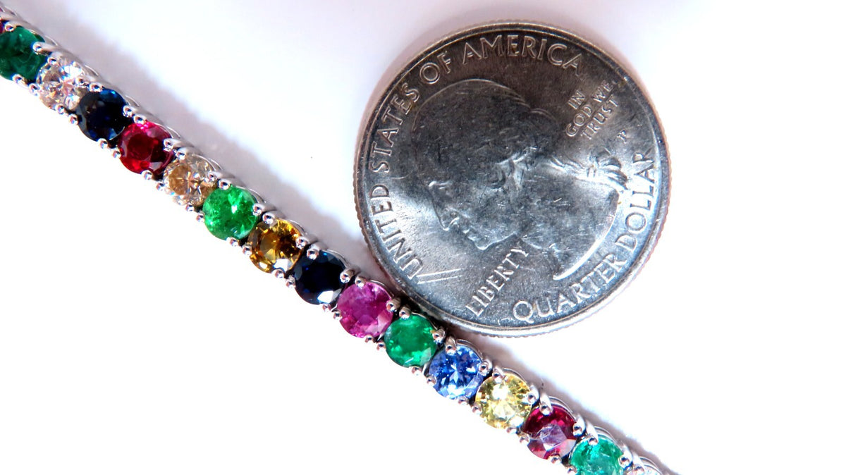 14.50ct Natural Sapphire Ruby Emerald Diamond Tennis Bracelet 14kt. Gem Line *v
