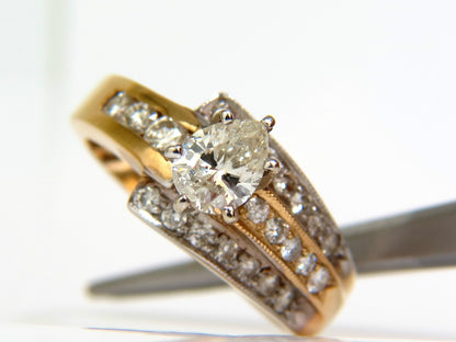 1.00CT BRILLIANT PEAR SHAPE NATURAL DIAMOND RING 14KT CROSSOVER *v