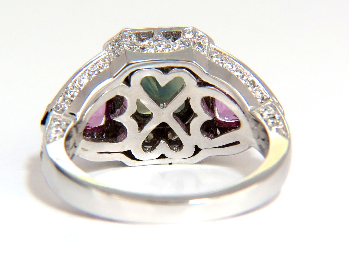 GIA CERTIFIED 6.19ct NATURAL NO HEAT GREEN BLUE SAPPHIRE DIAMONDS RING *v