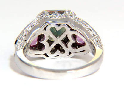 GIA CERTIFIED 6.19ct NATURAL NO HEAT GREEN BLUE SAPPHIRE DIAMONDS RING *v