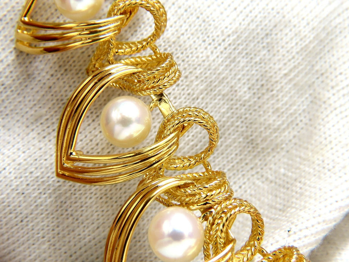6.3mm Natural Japanese Akoya Pearls Necklace 18 Karat Two Tier Intertwined *v