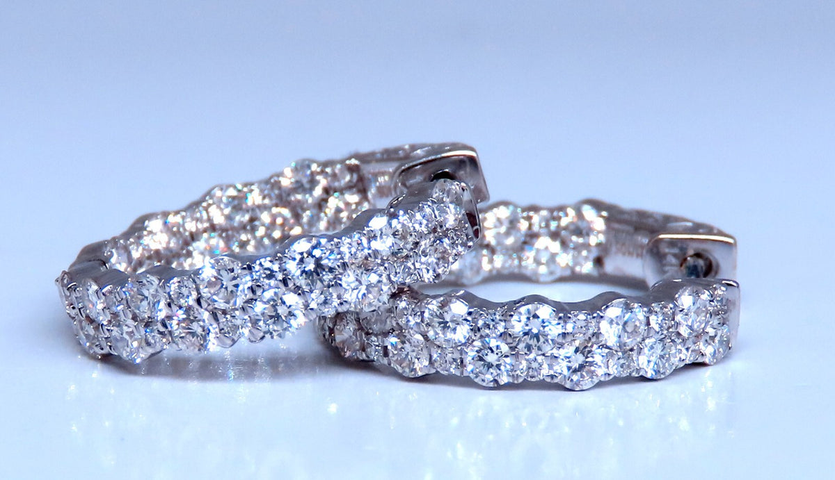 1.20ct Natural Round Diamond mini hoop earrings 14kt white gold Dime *v