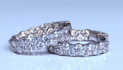 1.20ct Natural Round Diamond mini hoop earrings 14kt white gold Dime *v