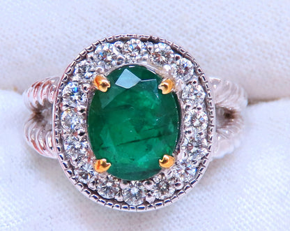 Emerald Diamonds Ring 14kt 2.69ct Natural Oval Brilliant *v