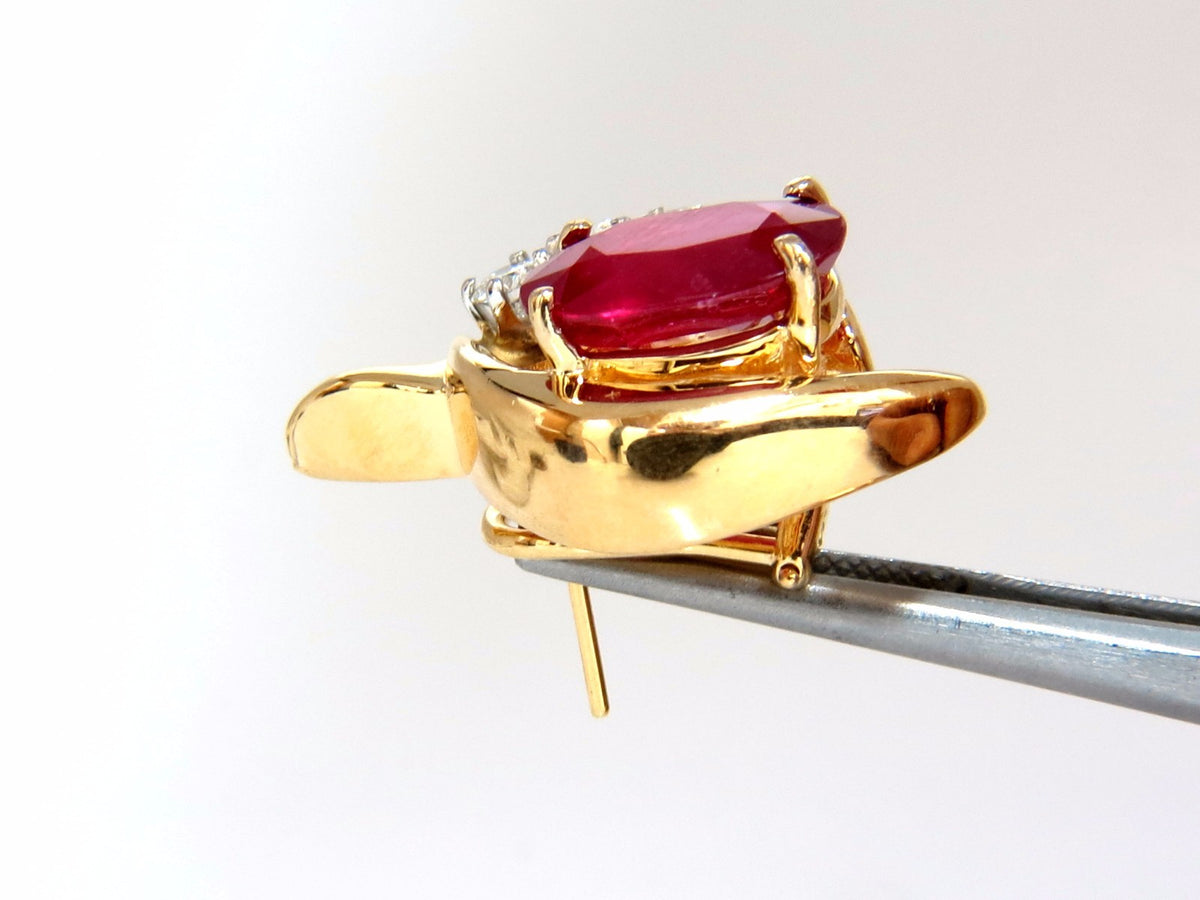 13.00ct Clarity enhanced ruby natural diamond earrings 14kt *v