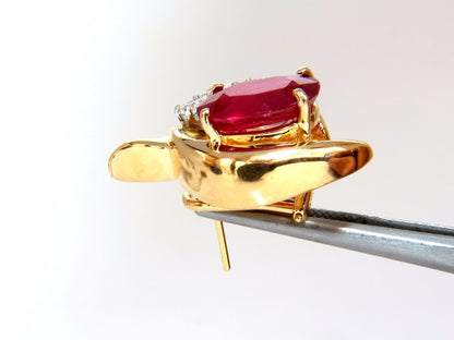 13.00ct Clarity enhanced ruby natural diamond earrings 14kt *v
