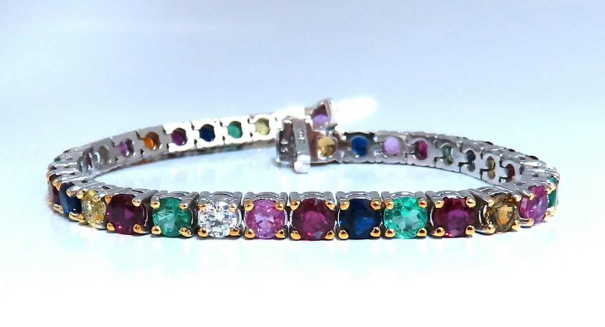 13ct natural ruby emerald sapphires diamond tennis bracelet 10kt gem line *v