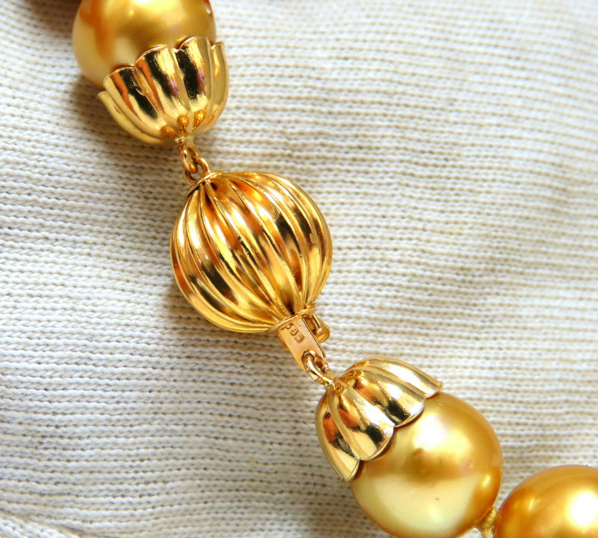 GIA certified Natural South Sea Golden Pearls Necklace 14mm *v