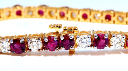 14.05ct Natural Ruby Diamonds Alternating Tennis Bracelet 14kt Gold Classic *v