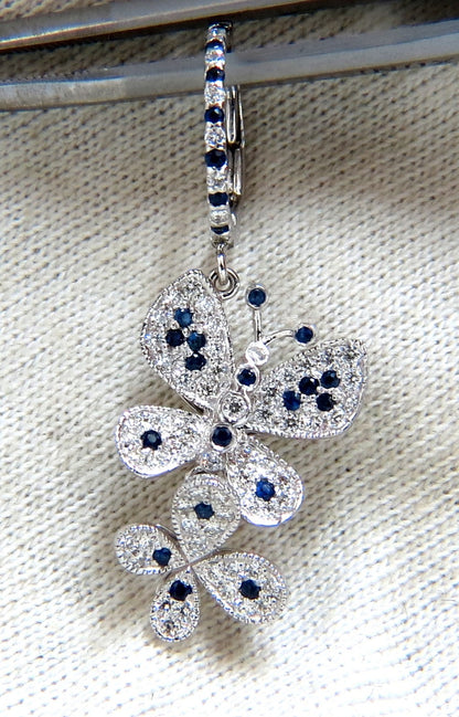 1.90ct Natural Sapphire Diamond Butterfly Dangle Earrings 14kt *v