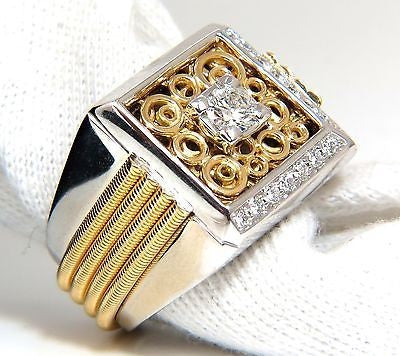 18kt mens .60ct diamond ring coil wrap 3d tourbillon still life deco 10002 *v