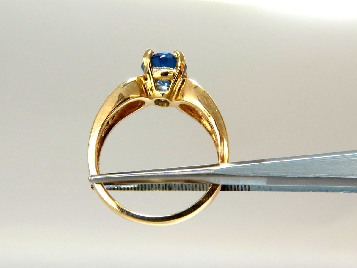 GIA Certified 2.66ct natural no heat sapphire diamond ring 14kt. unheated blue*v