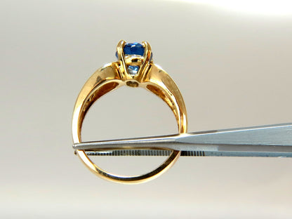 GIA Certified 2.66ct natural no heat sapphire diamond ring 14kt. unheated blue*v