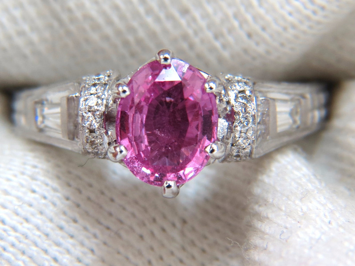 GIA Certified 1.90ct Natural No Heat Pink Sapphire Diamonds Ring 14kt *v