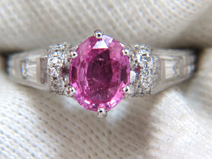 GIA Certified 1.90ct Natural No Heat Pink Sapphire Diamonds Ring 14kt *v