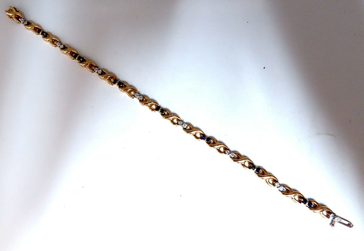 1.16ct Natural Sapphire Diamonds X Link Bracelet 14kt gold *v