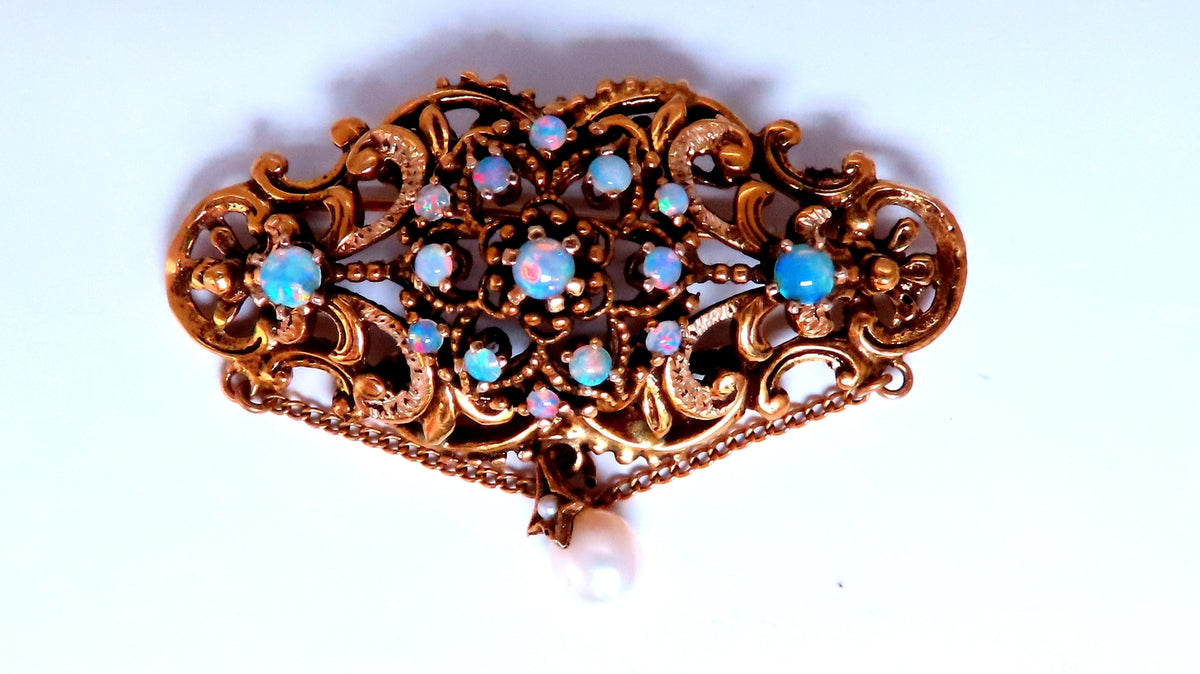 Vintage Edwardian Natural Opal Pin 14kt Pendant 12368 *v
