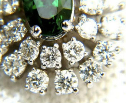 3.08 Carat Natural Tsavorite Diamonds Dangle Earrings 14 Karat Ref 12305 *v