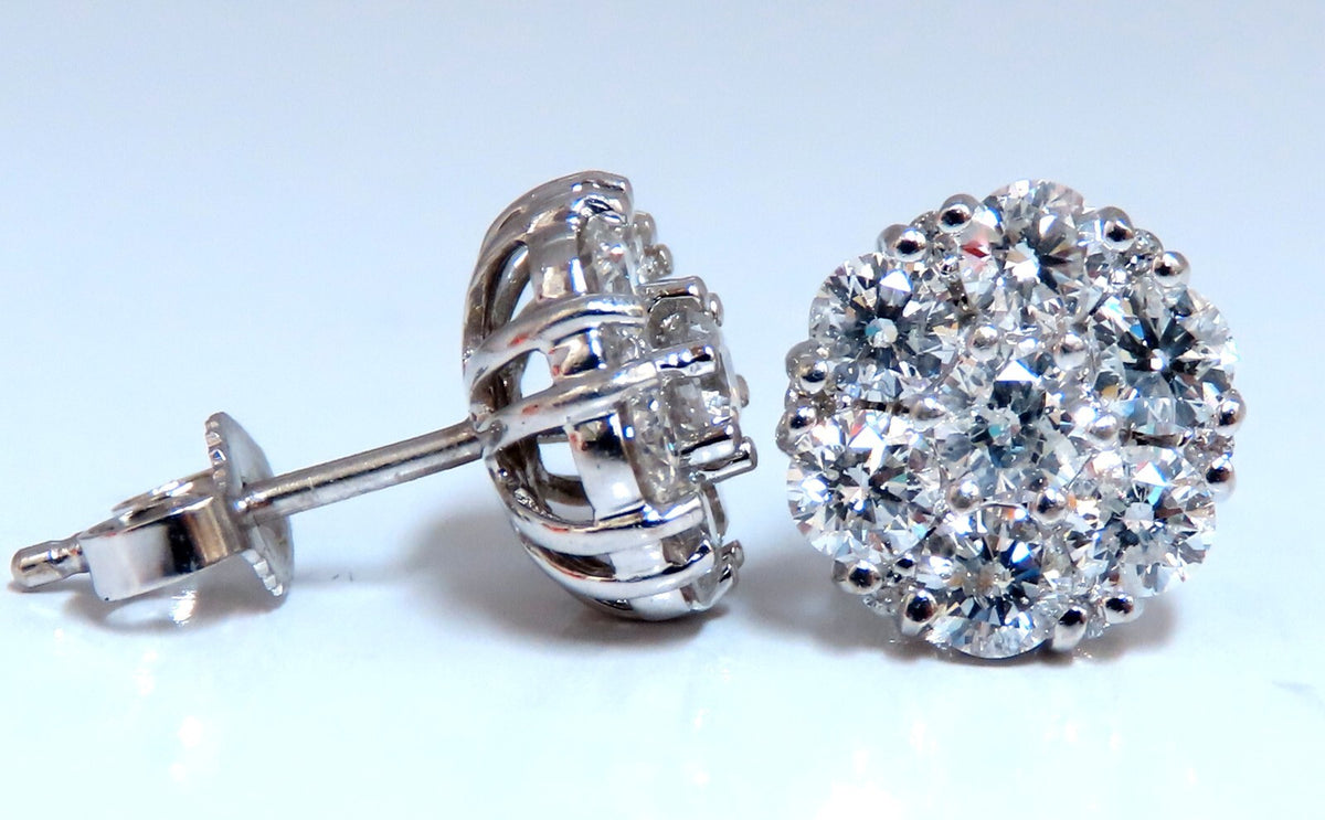 1.50ct. natural round diamond cluster earrings 14 karat *v