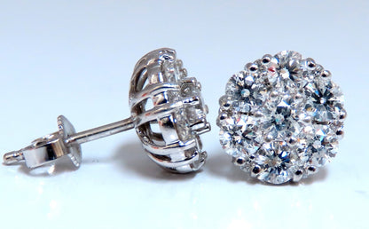 1.50ct. natural round diamond cluster earrings 14 karat *v