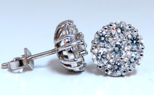 1.50ct. natural round diamond cluster earrings 14 karat *v