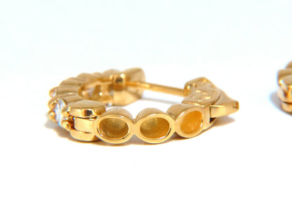 .88ct Natural Round Diamond mini hoop earrings 14kt yellow gold Dime *v