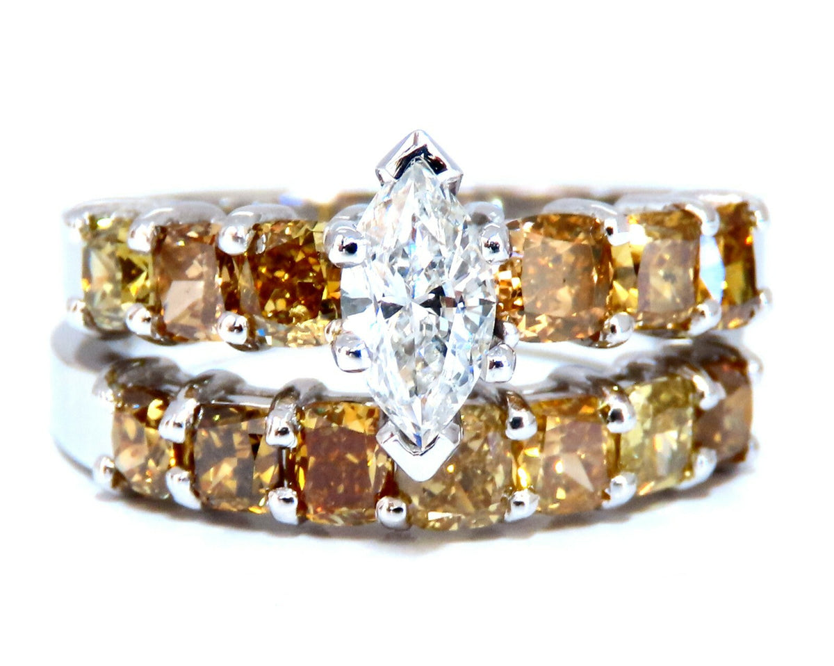 GIA Certified .50ct Natural Marquise & Fancy Color Diamonds Ring *v