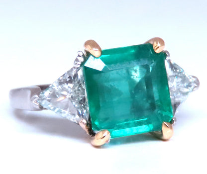 GIA Certified 3.97ct Natural Emerald (F1) Diamond Ring Platinum 12414 *v