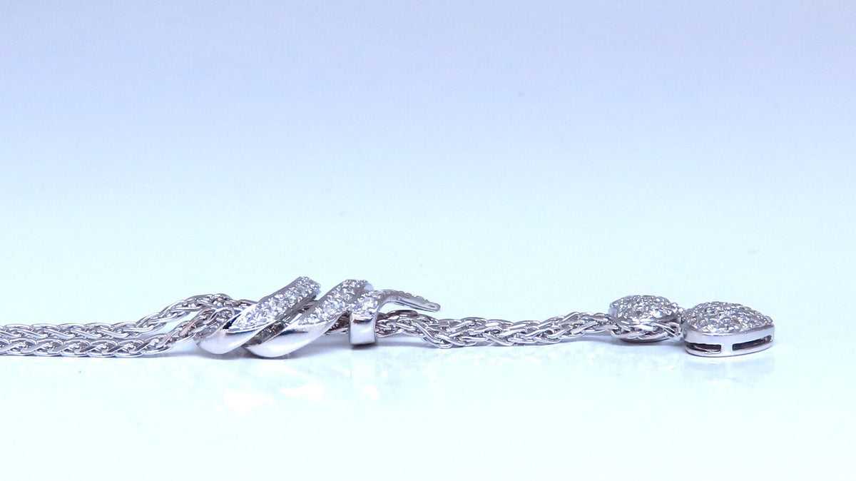 .90ct Natural Diamonds Dangle Hearts & Spiral Statement Necklace 18kt Gold *v