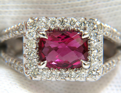 2.73CT NATURAL BRIGHT PINK TOURMALINE DIAMOND RING SPLIT SHANK 14KT *v