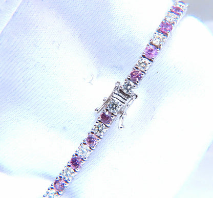 7.30ct natural Pink Sapphire diamond bracelet 14kt Tennis *v