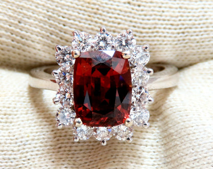 GIA Certified 3.38ct Natural Orange Sapphire Diamonds Ring 14kt No Heat *v