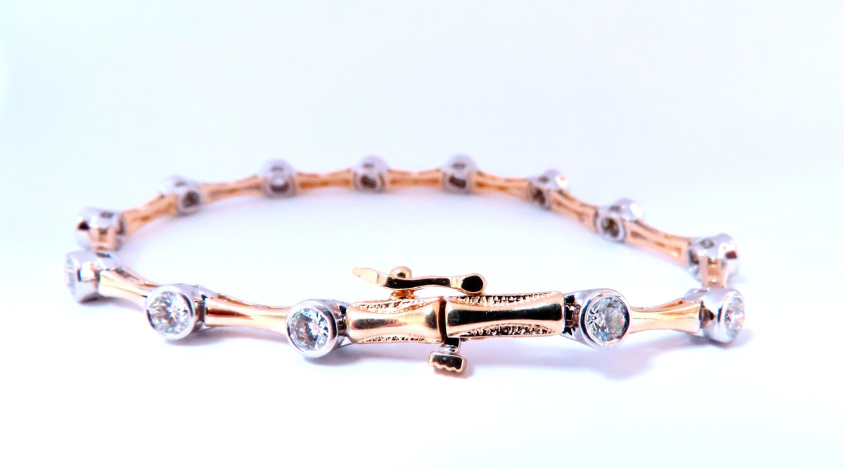 2.80ct Natural Diamonds Flush mount Tube Link Bracelet 14kt 12637 *v