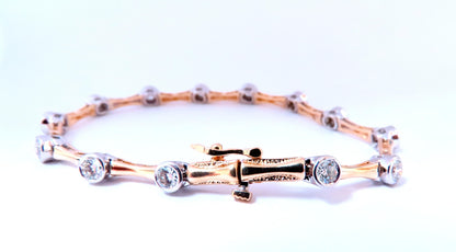 2.80ct Natural Diamonds Flush mount Tube Link Bracelet 14kt 12637 *v