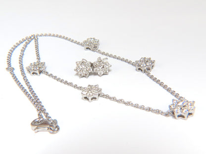 5.50CT NATURAL DIAMONDS FLOATING CLUSTER EARRINGS NECKLACE SUITE 18KT *v
