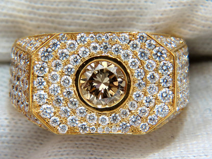 5.60ct. mens natural fancy light brown diamond master bead set pave ring *v