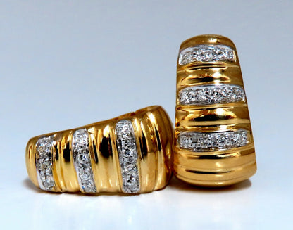 .36ct Natural Diamonds Stripped Staggered Row Bead Set Earrings 18kt Gold *v