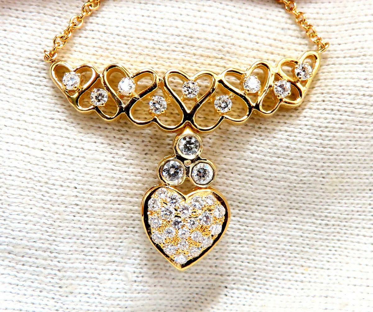 1ct Diamonds Heart Patterned Necklace 14 Karat *v