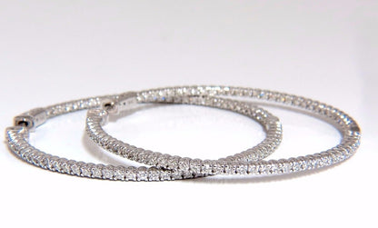 1.77ct natural round brilliant in/out diamond hoop earrings 14kt g/vs *v