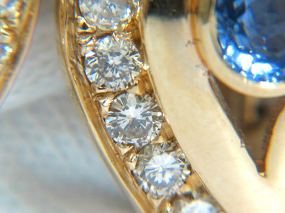 4.75CT NATURAL SAPPHIRE DIAMOND EARRINGS OMEGA CLIP 14KT CORNFLOWER *v
