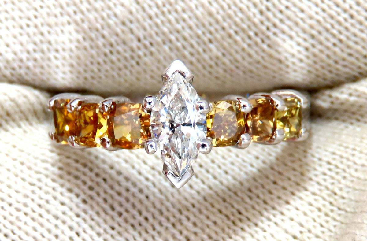 GIA Certified .50ct Natural Marquise & Fancy Color Diamonds Ring *v